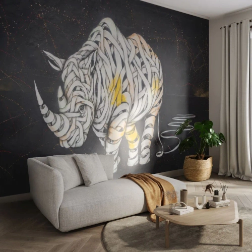 Öntapadós Fotótapéta Deluxe Sticker - A vastag bőr egy mítosz - Absztrakció, Orrszarvú, Absztrakció - 400x280 cm