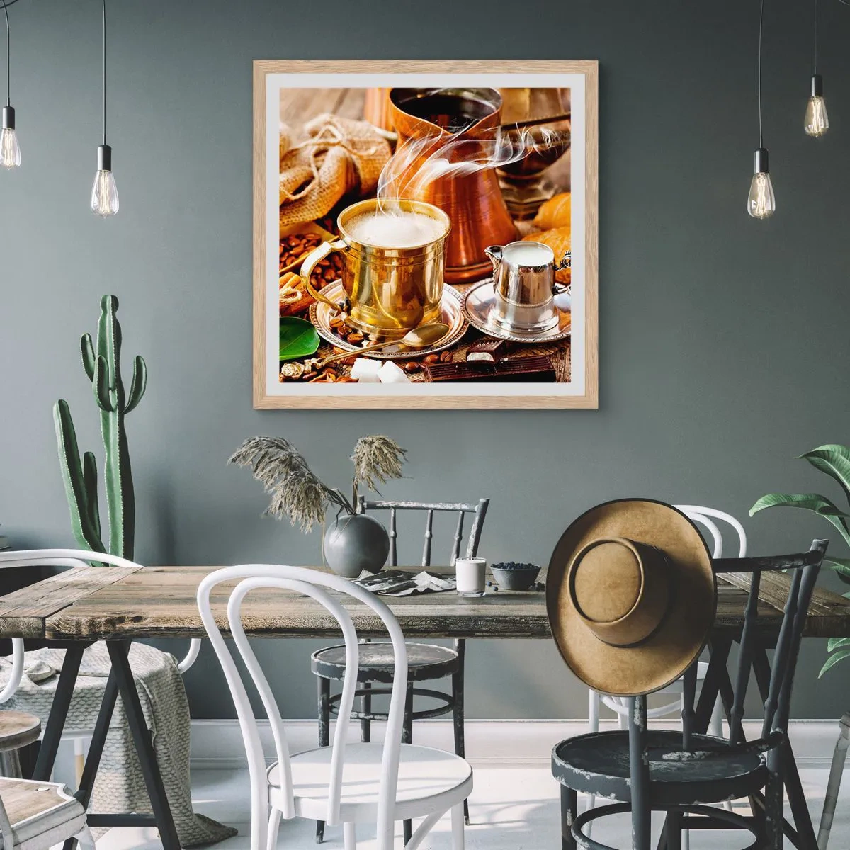 Poszter világos tölgy keretben - Szép napot! - 50x50 cm