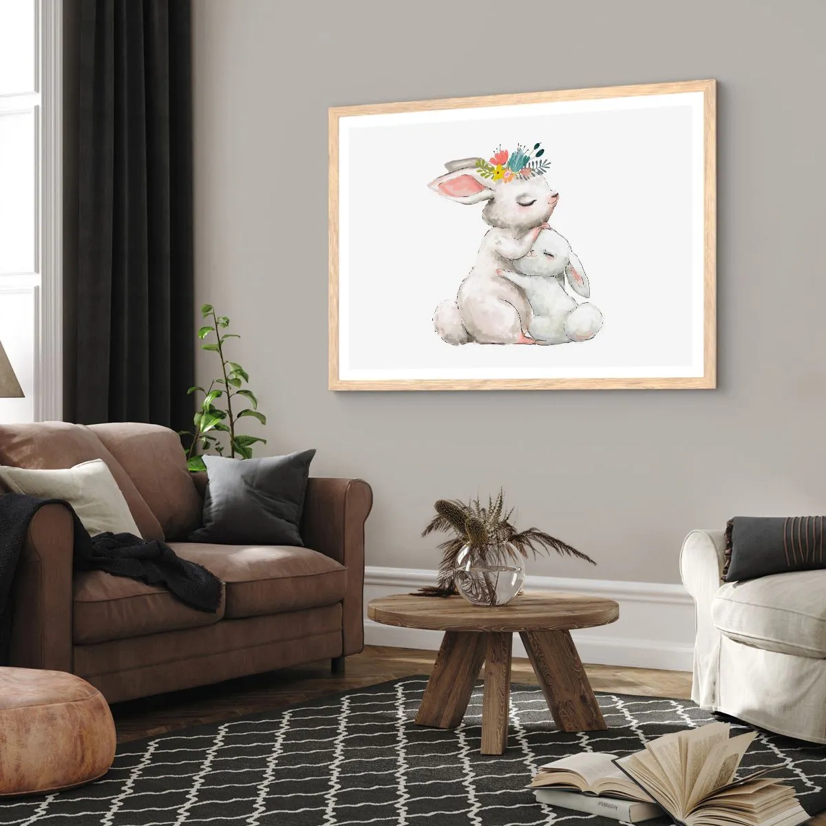 Poszter világos tölgy keretben - Nincs olyan, mint anyánál - 100x70 cm