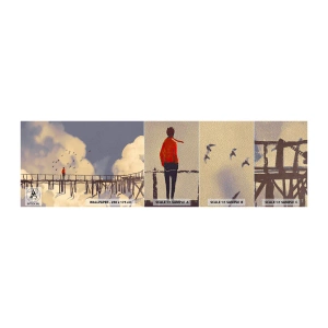 Fotótapéta Minta Premium Sand - Kék vágy - Absztrakció, Híd, Felhők - 100x30 cm