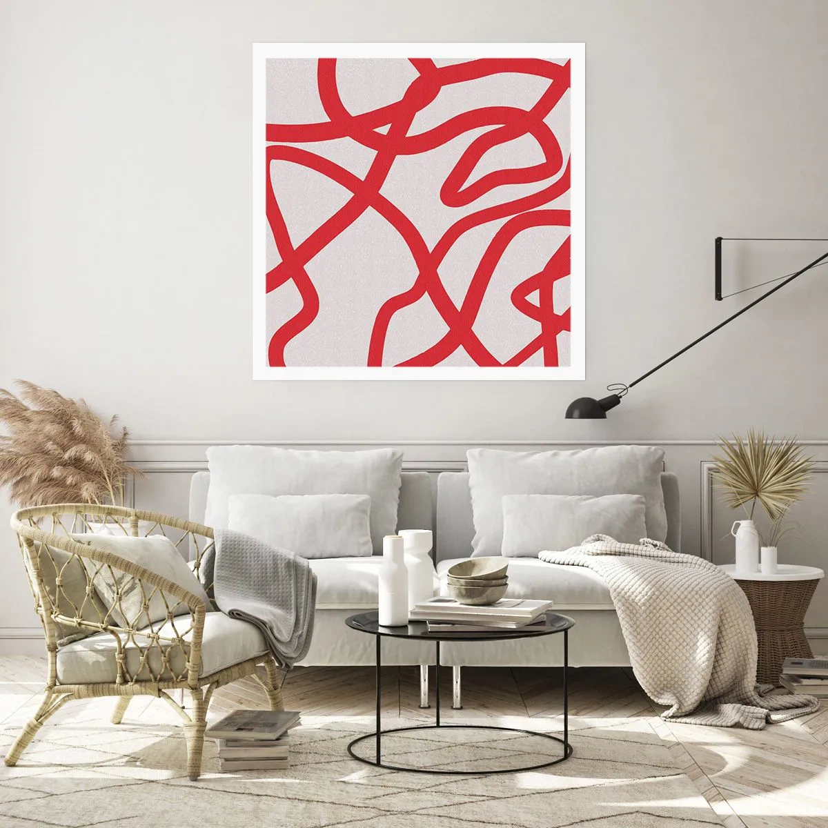 Poszter - Piros a fehéren - 40x40 cm