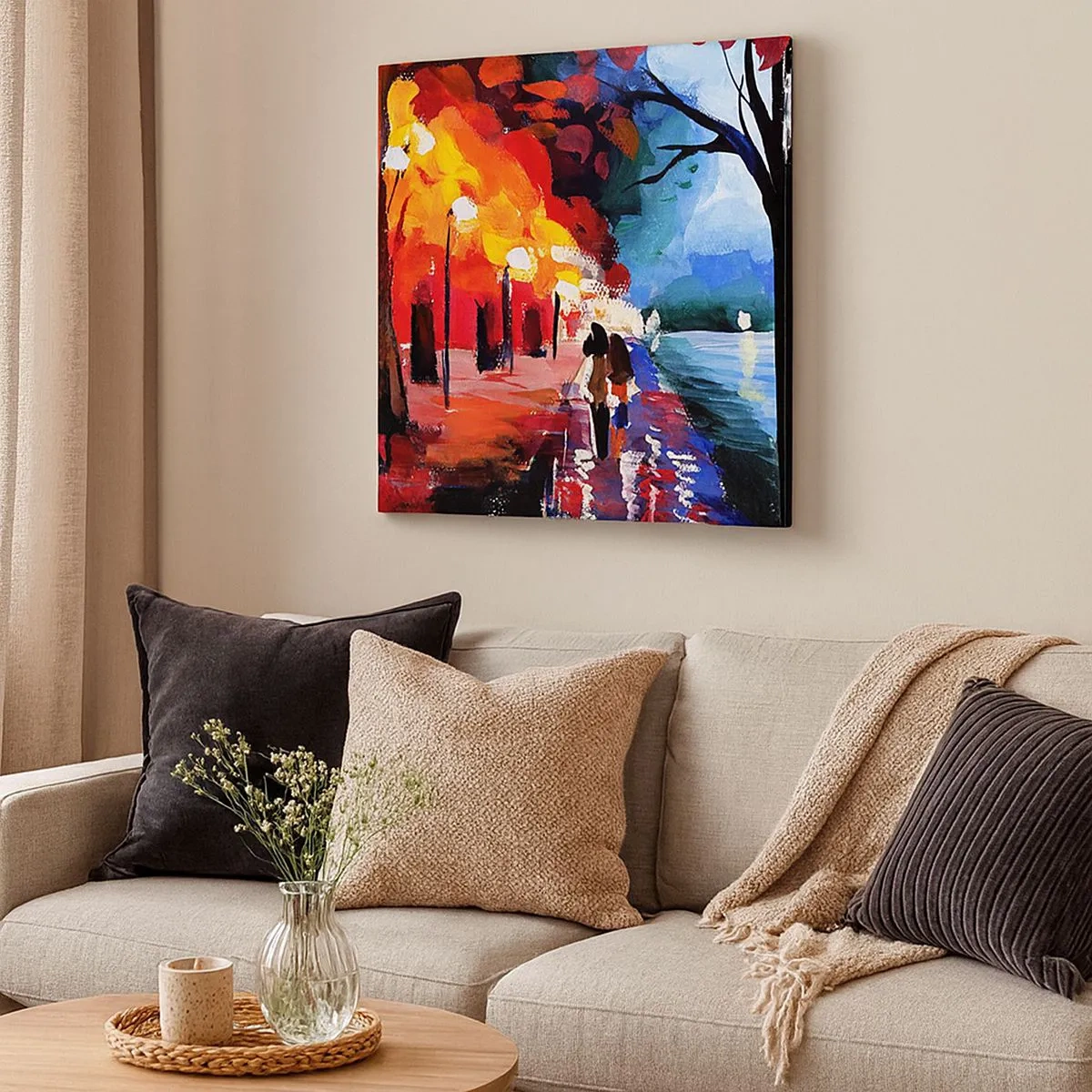 Vászonkép - Lángoló ősz a parkban - 30x30 cm