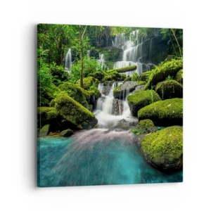 Vászonkép - Türkiz, zafír és folyékony ezüst - 30x30 cm