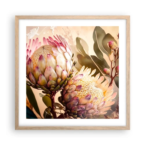 Poszter világos tölgy keretben - Gyengéden átölelve - 50x50 cm