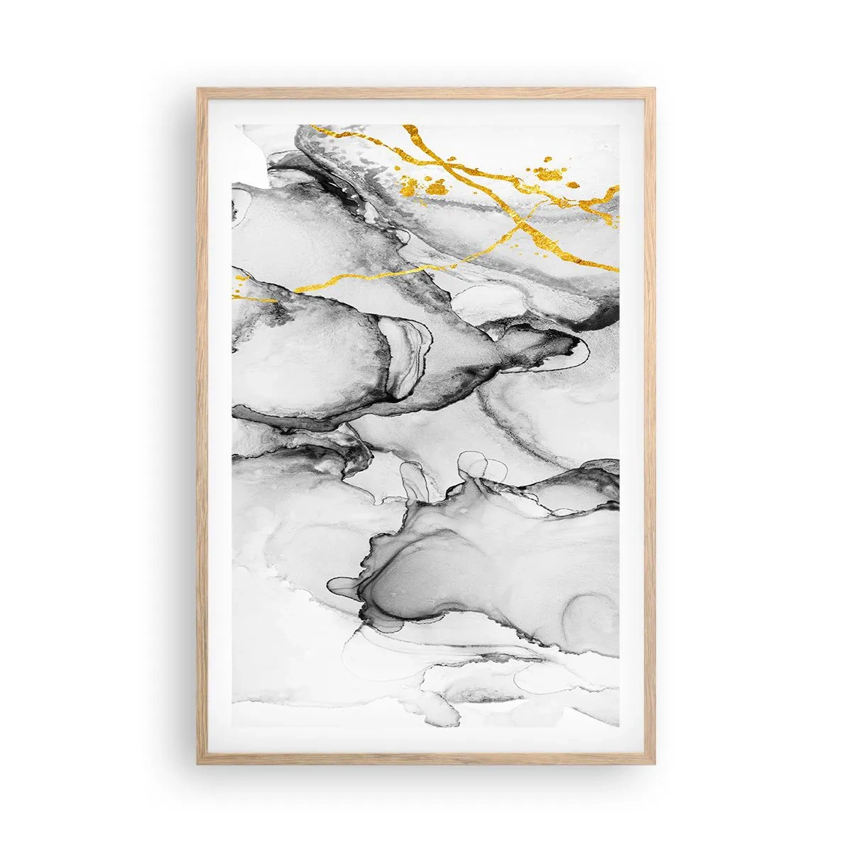Poszter világos tölgy keretben - Arany motívumú kompozíció - 61x91 cm