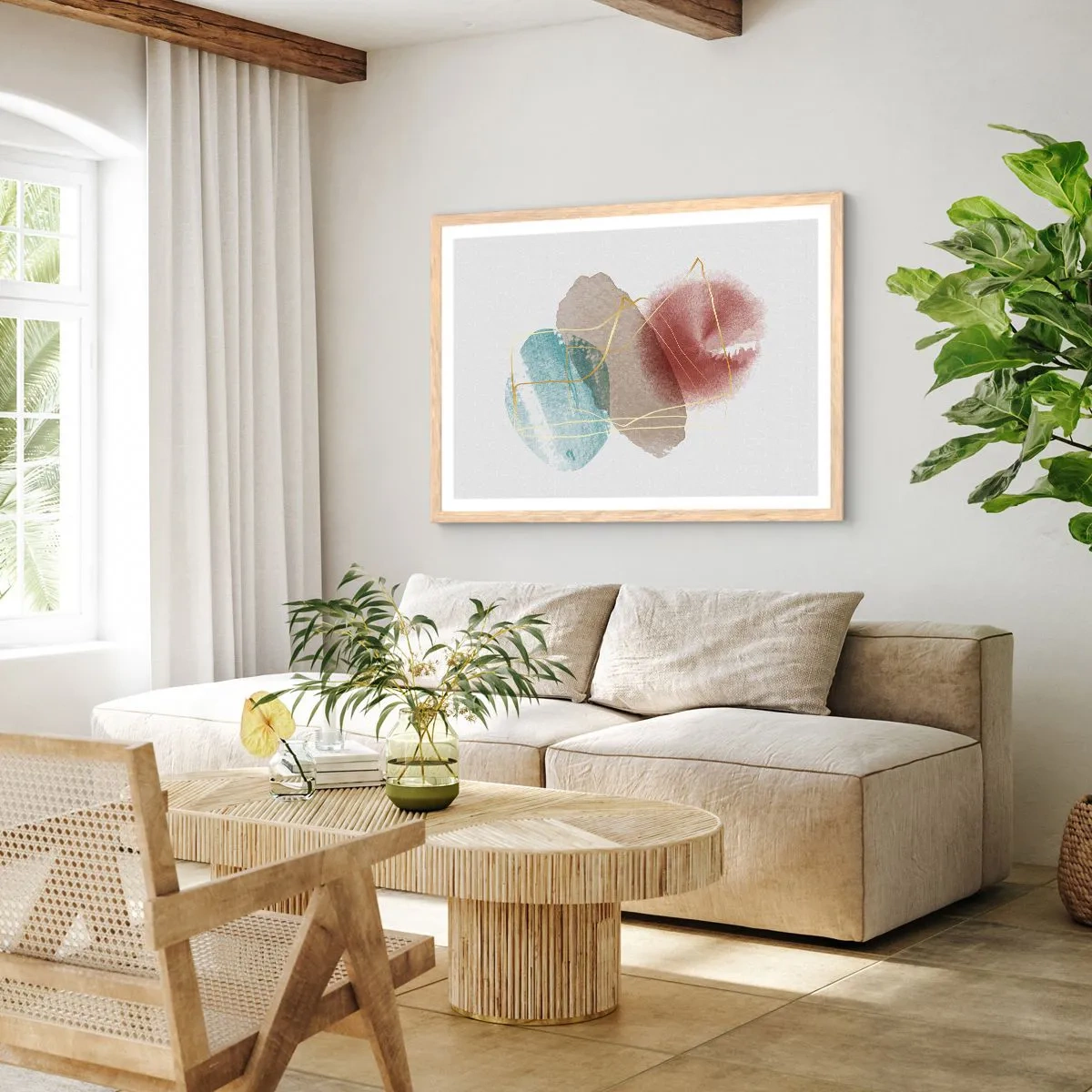 Poszter világos tölgy keretben - Az űr koralljai - 100x70 cm