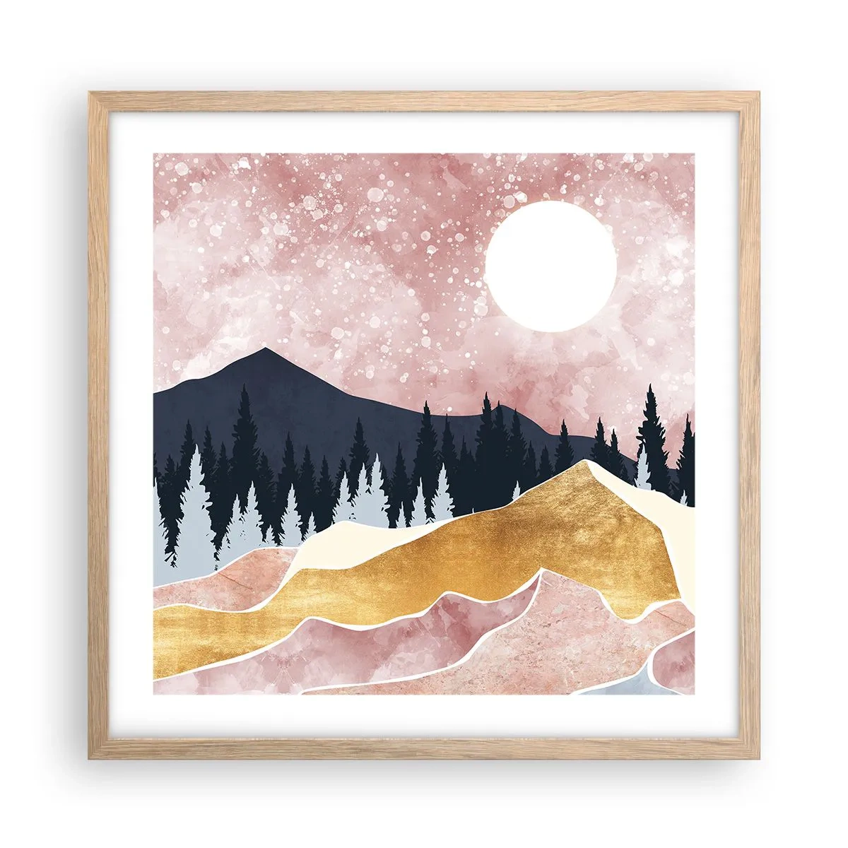 Poszter világos tölgy keretben - Éjjeli őrség - 50x50 cm