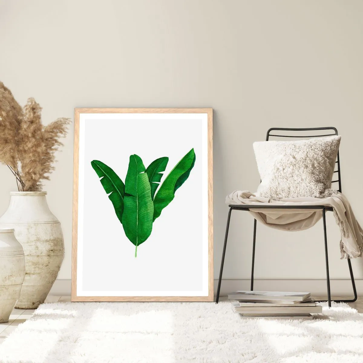 Poszter világos tölgy keretben - Zöld szimmetria - 61x91 cm