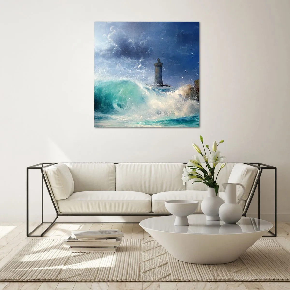 Üveg kép - Óvakodva az elemektől - 70x70 cm