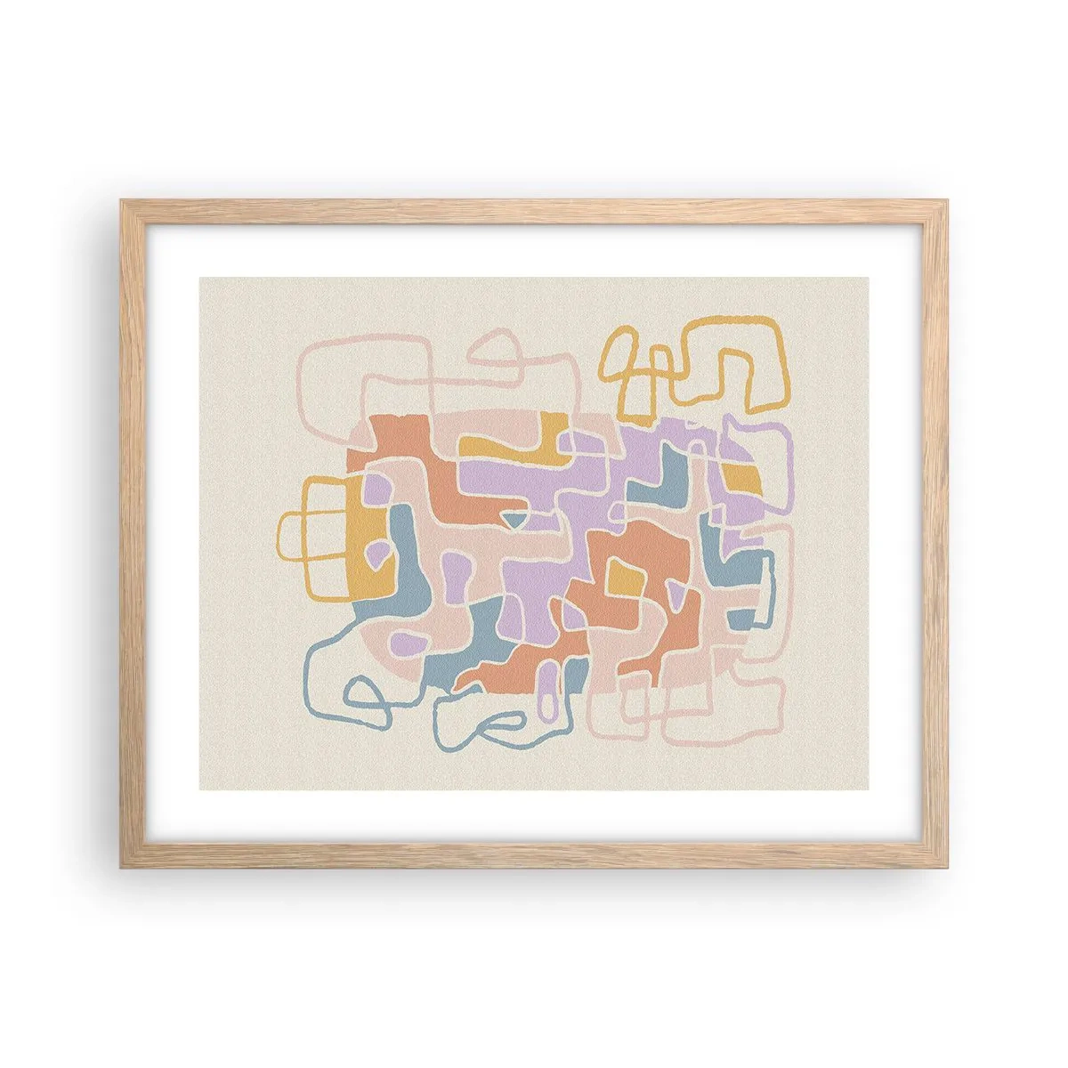 Poszter világos tölgy keretben - Labirintus - egy örömteli kaland - 50x40 cm