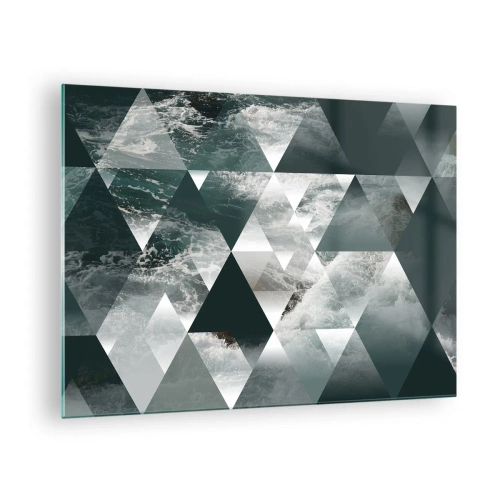 Üveg kép - Háromszögek absztrakt kompozíciója vízhullám motívummal - 70x50cm - Kristály perspektíva - Modern fali dekoráció nappalihoz és hálószobához ARTTOR