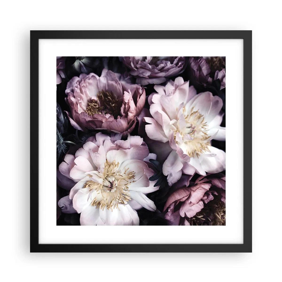 Poszter fehér keretben - Régi stílusú csokor - 40x40 cm