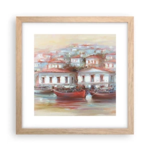 Poszter világos tölgy keretben - Boldog kisváros - 30x30 cm