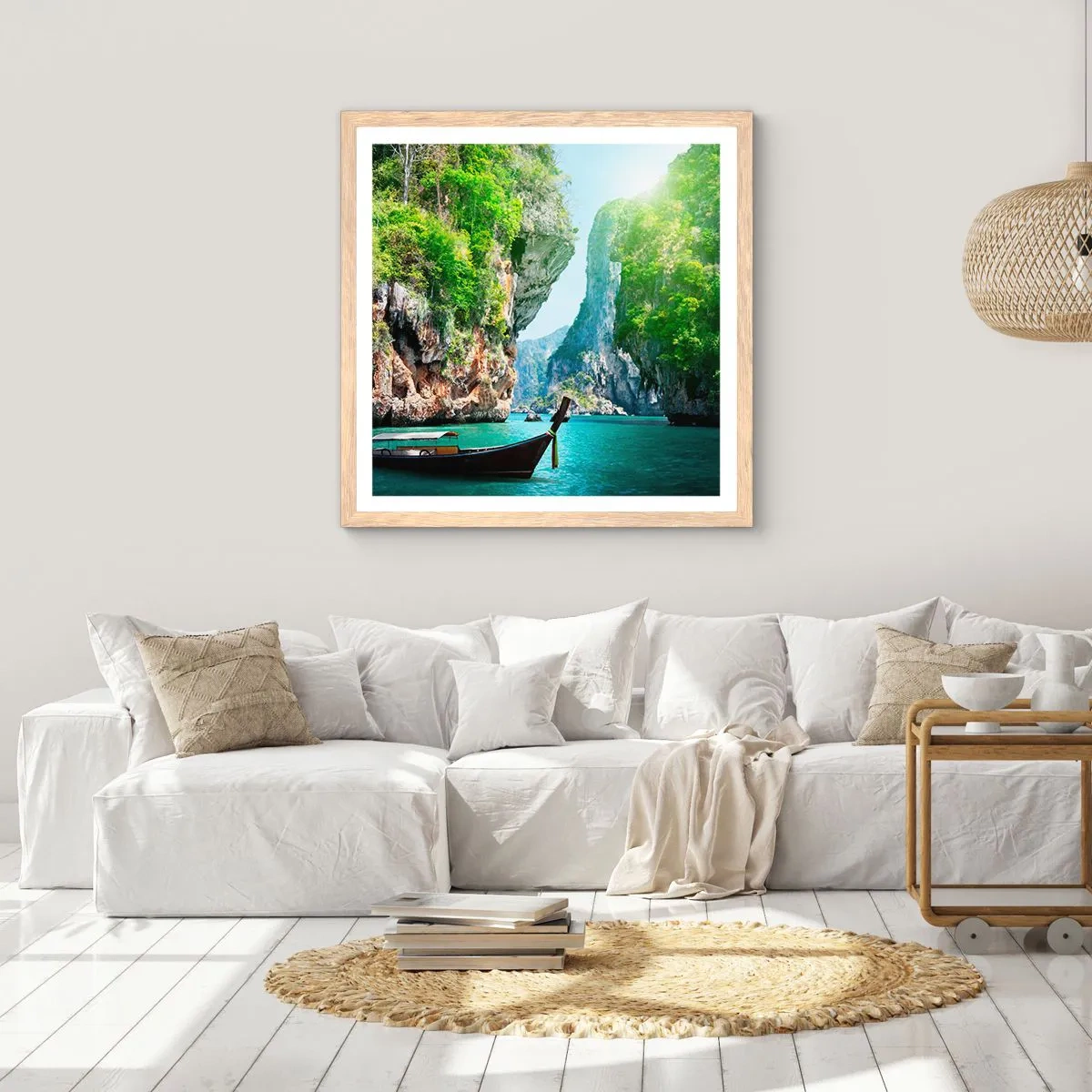 Poszter világos tölgy keretben - Meghívás egy egzotikus utazásra - 40x40 cm