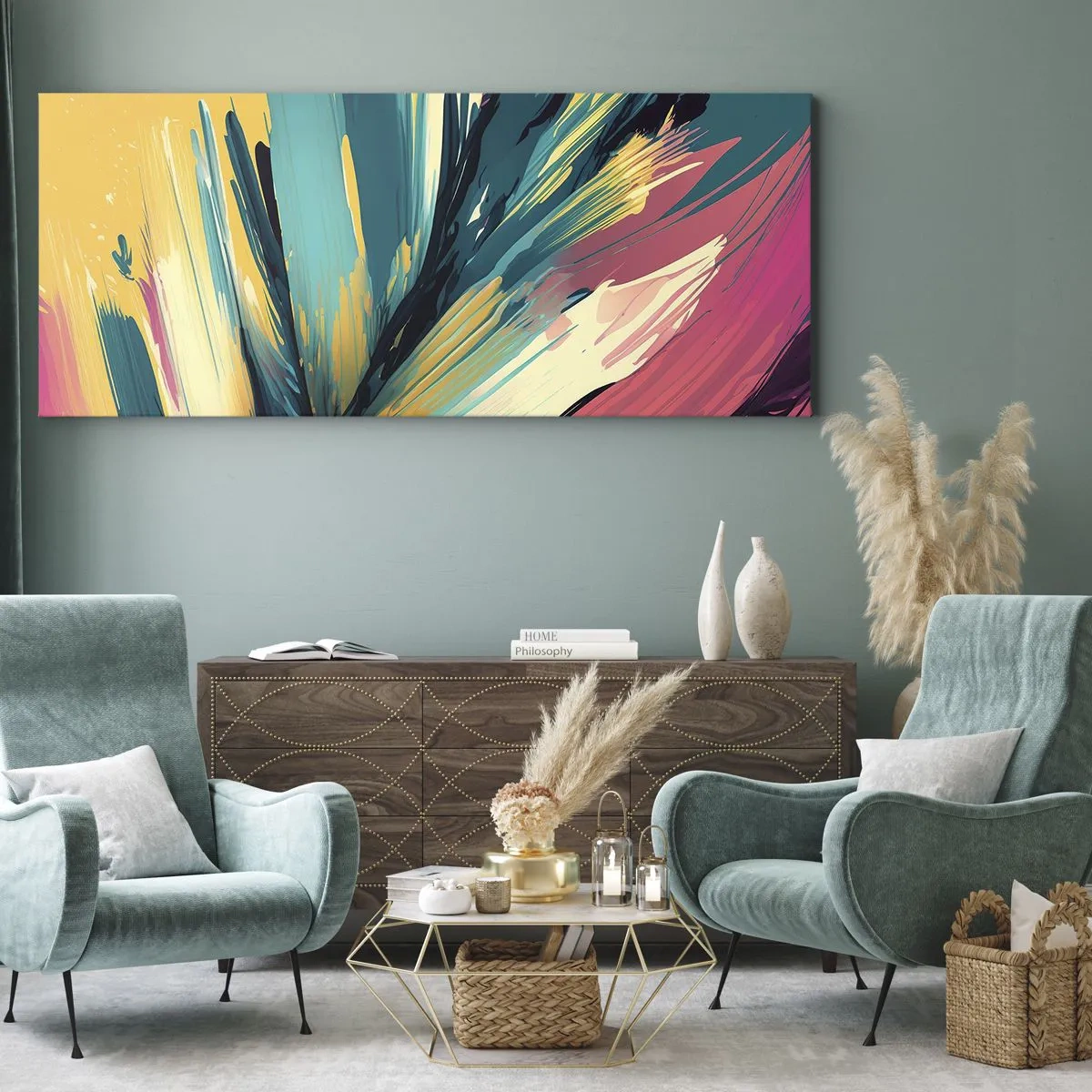 Vászonkép - Kompozíció - az öröm robbanása - 100x40 cm