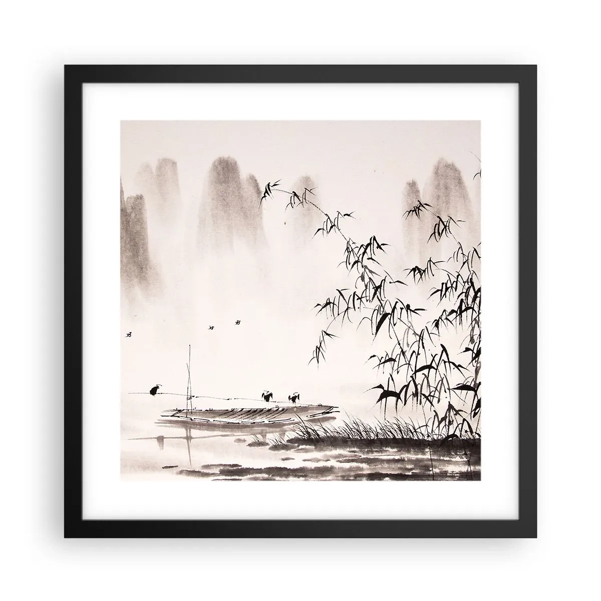 Poszter fehér keretben - A rizsföldek csendje - 40x40 cm