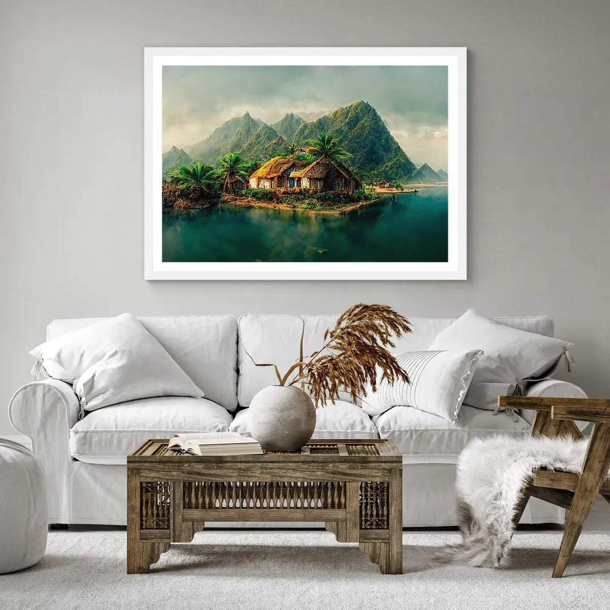 Poszter fekete keretben - Trópusi paradicsom - 91x61 cm