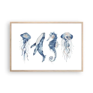 Poszter világos tölgy keretben - Tengeri csodák - 91x61 cm