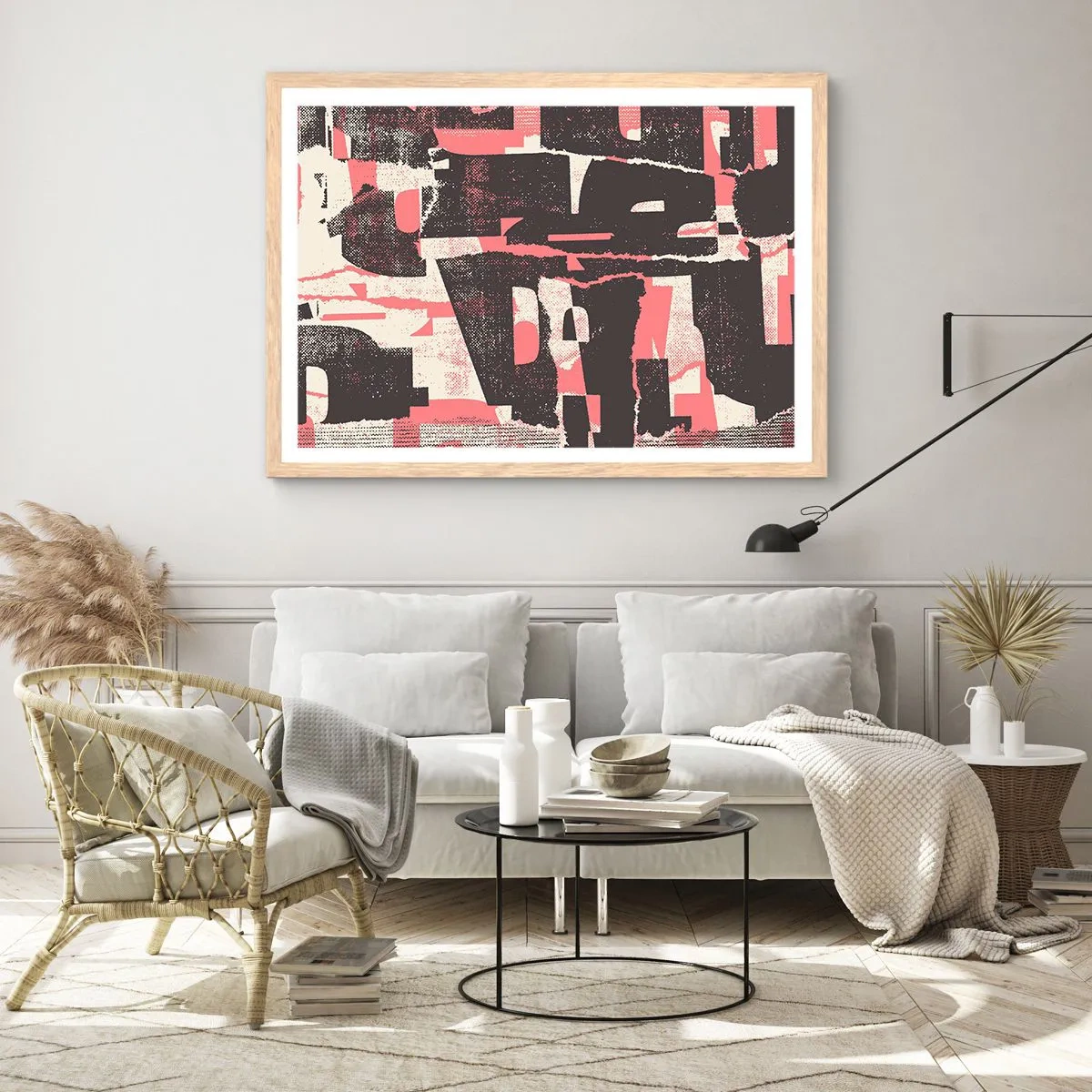 Poszter világos tölgy keretben - Minden nyüzsgés és nyüzsgés - 70x50 cm