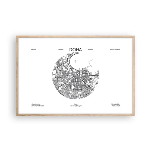 Poszter világos tölgy keretben - Doha anatómiája - 91x61 cm