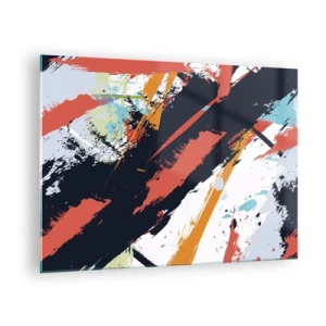 Üveg kép - Absztrakt ecsetvonások intenzív színekben - 70x50cm - Dinamikus kompozíció - Modern fali dekoráció nappalihoz és hálószobához ARTTOR