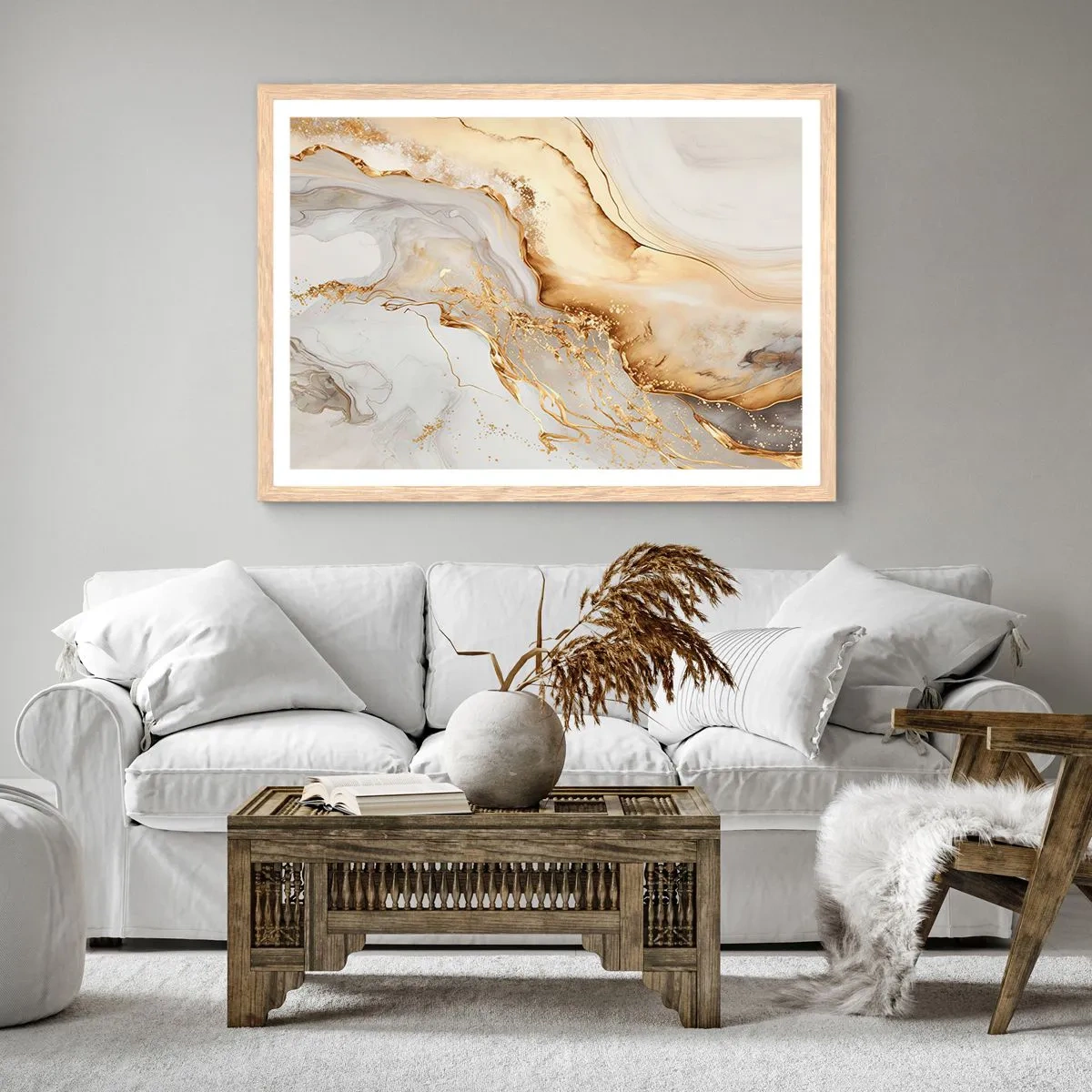 Poszter világos tölgy keretben - Absztrakció: szépség és jóság - 91x61 cm