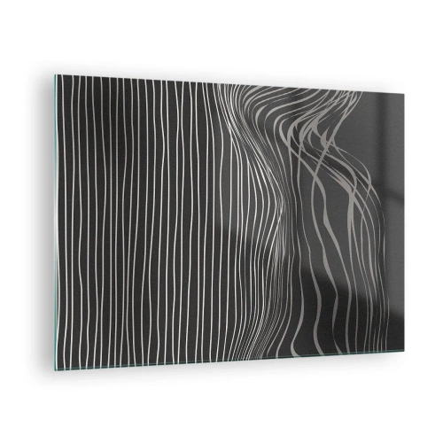 Üveg kép - Finom vonalak absztrakt elrendezésben sötét háttéren - 70x50cm - Ritmus és akcentus - Modern fali dekoráció nappalihoz és hálószobához ARTTOR
