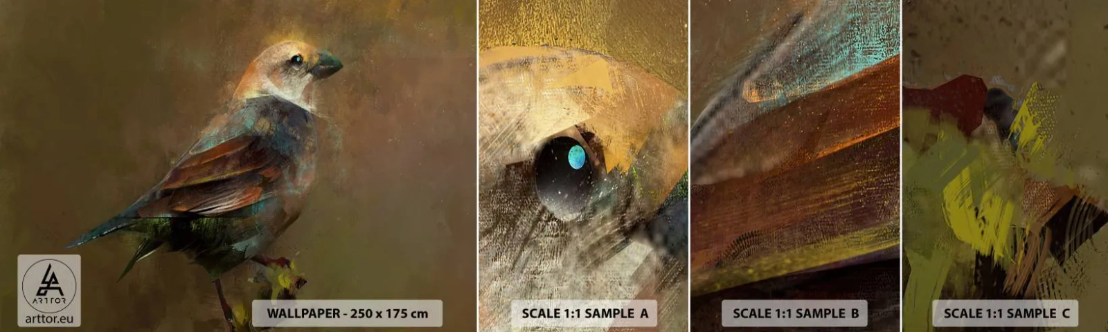 Fotótapéta Minta Standard Eco - Veréb, egy kismadár - Absztrakció, Madár, Természet - 100x30 cm