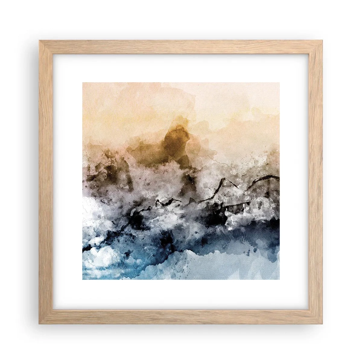 Poszter világos tölgy keretben - Ködfelhőbe fulladt - 30x30 cm