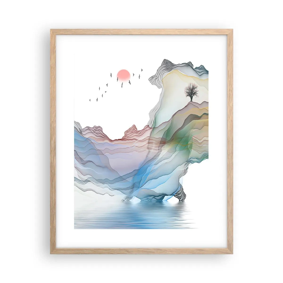 Poszter világos tölgy keretben - A kristály hegyek felé - 40x50 cm
