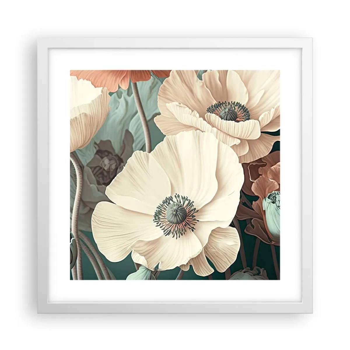 Poszter fekete keretben - Pipacsok suttogása - 40x40 cm