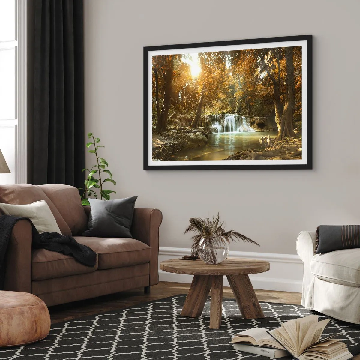 Poszter fehér keretben - Park kaszkád - 50x40 cm