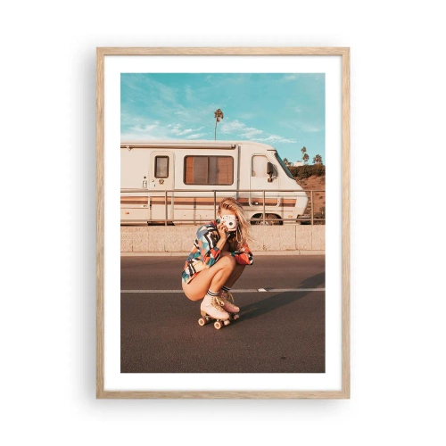 Poszter világos tölgy keretben - Mosolyt kérek! - 50x70 cm