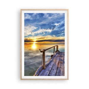 Poszter világos tölgy keretben - Megnyugszik a szél - 61x91 cm