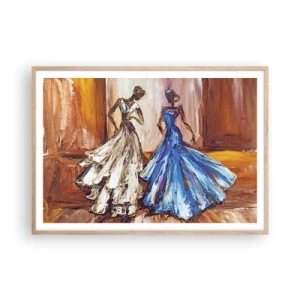 Poszter világos tölgy keretben - Hálás páros - 100x70 cm