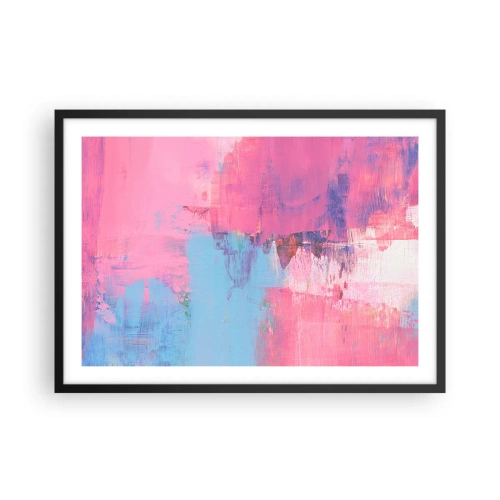 Poszter fehér keretben - Rózsaszín, kék és egy csipetnyi fény - 70x50 cm