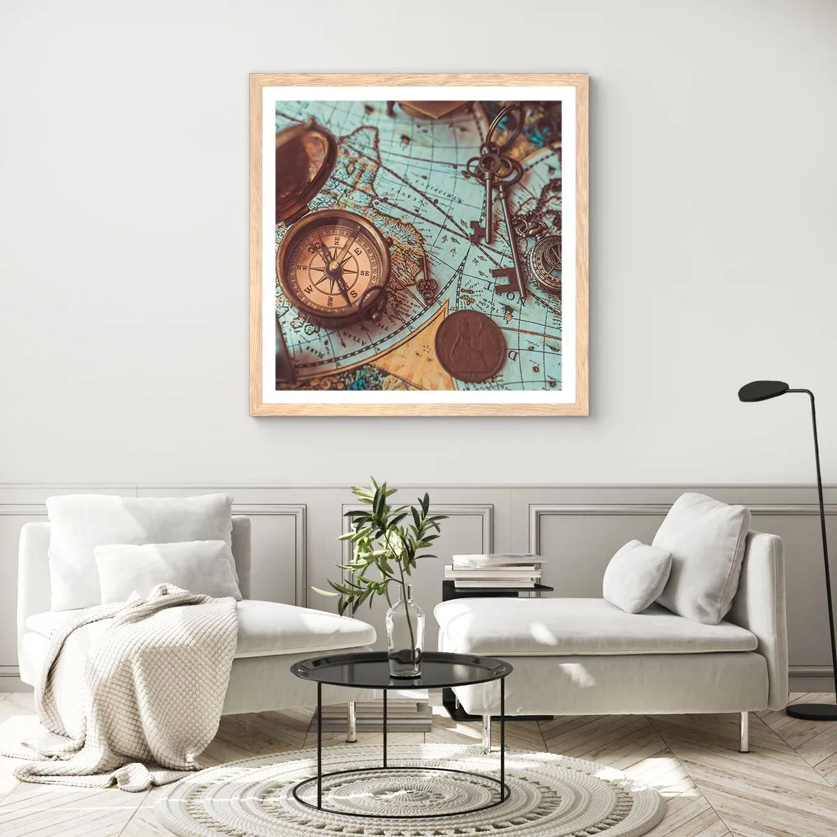 Poszter világos tölgy keretben - A kalandvágynak - 50x50 cm