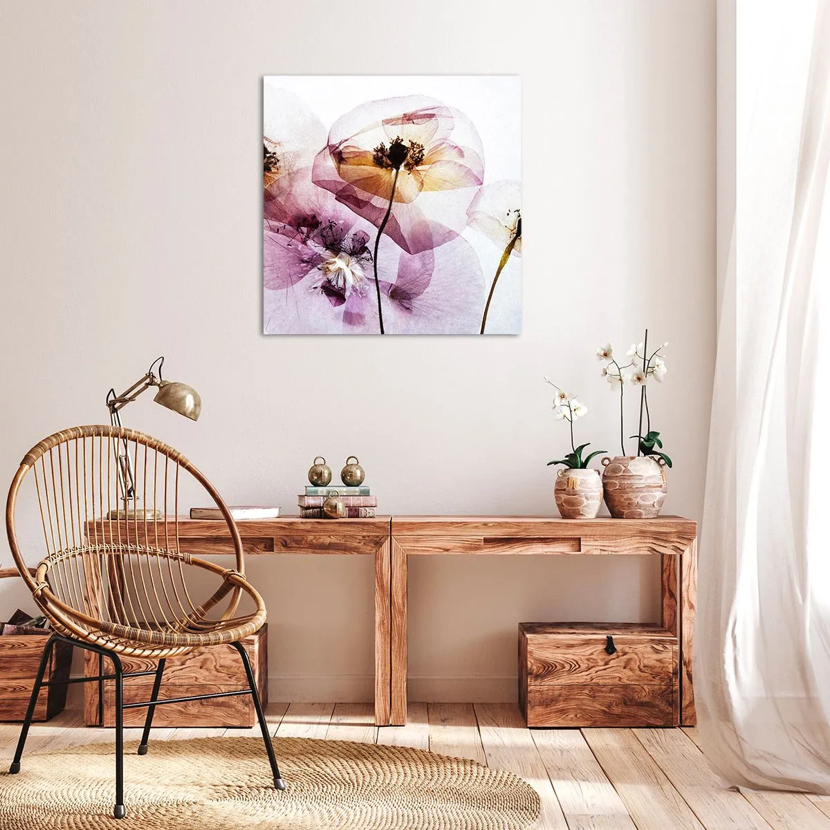 Vászonkép - Átlátszó virág test - 40x40 cm