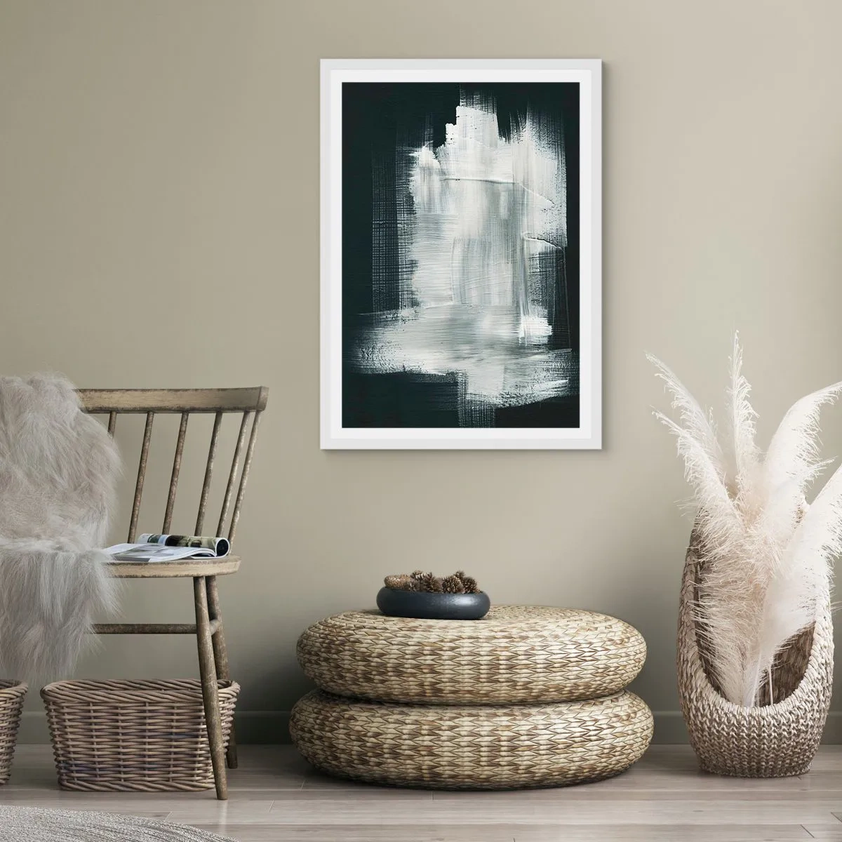 Poszter fekete keretben - Függőlegből és vízszintből szőtt - 70x100 cm