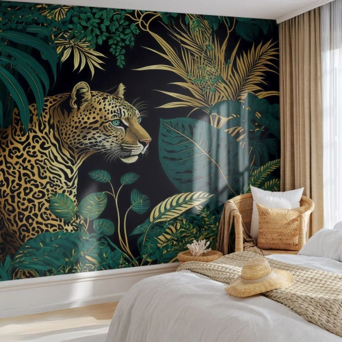 Öntapadós Fotótapéta Deluxe Sticker - A házigazda a dzsungelben - leopárd, Dzsungel, Tropikus - 350x256 cm