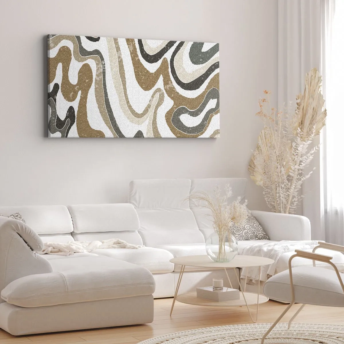 Vászonkép - Földszínű színek kanyarulatai - 100x40 cm