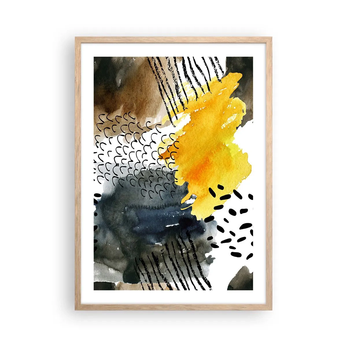 Poszter világos tölgy keretben - Az elemek találkozása - 50x70 cm
