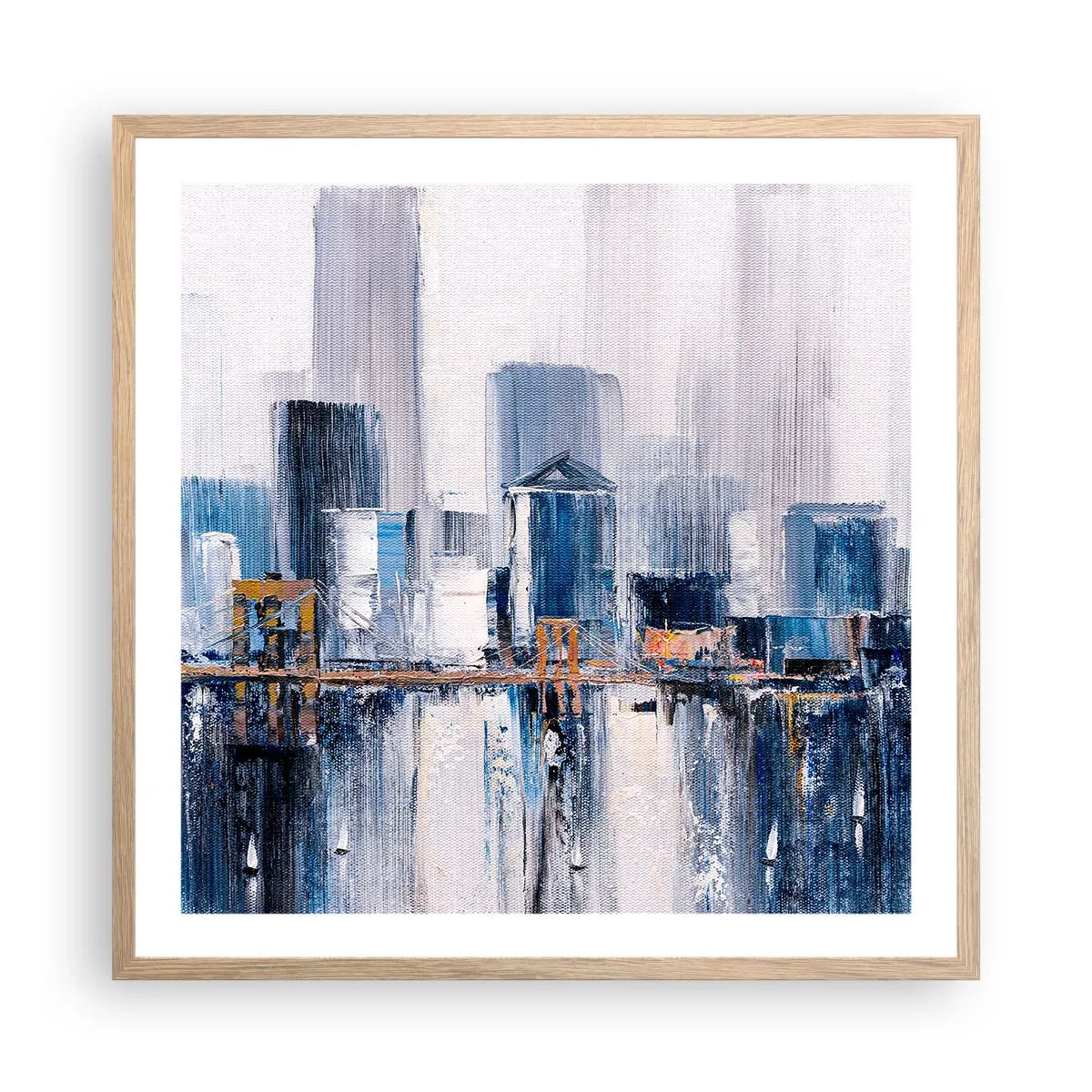 Poszter világos tölgy keretben - New York-i benyomás - 60x60 cm