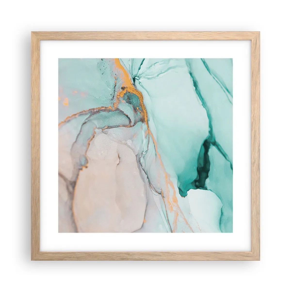 Poszter világos tölgy keretben - Formák és színek tánca - 40x40 cm