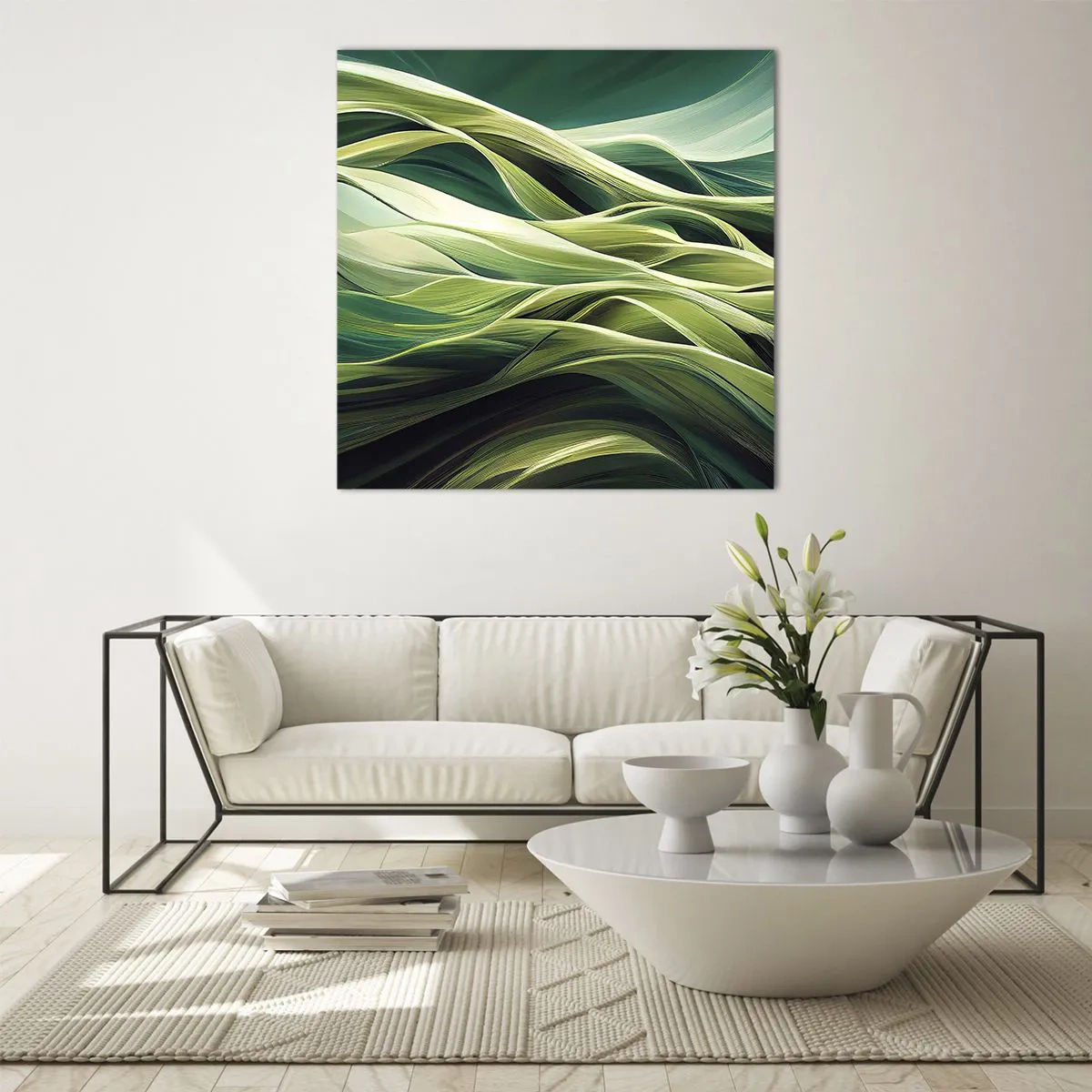 Üveg kép - Egy absztrakt zöldjáték - 50x50 cm