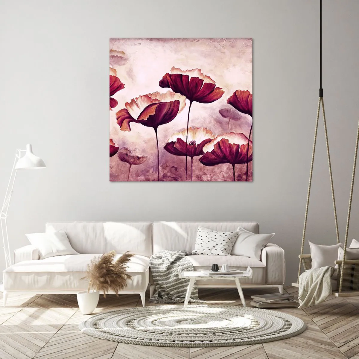 Vászonkép - Piros és fehér szirom - 60x60 cm