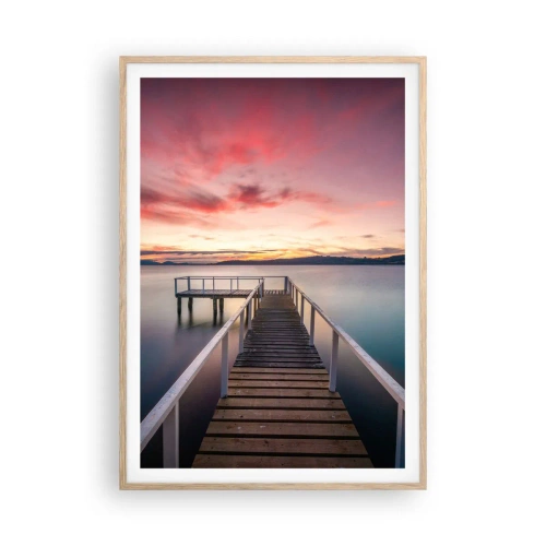 Poszter világos tölgy keretben - Az este szelíd lángja - 70x100 cm