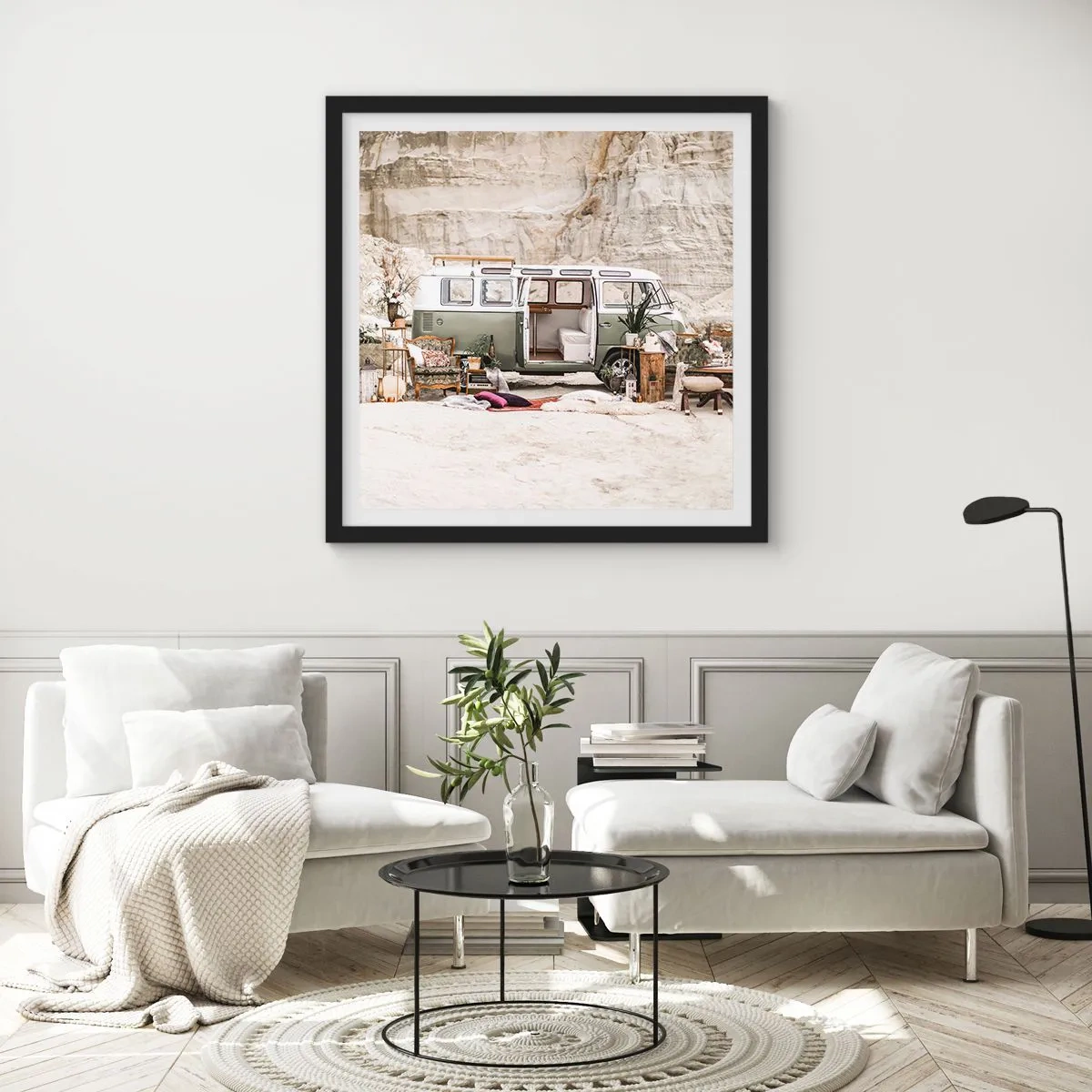 Poszter fehér keretben - Ideje elkezdeni az utazást - 30x30 cm