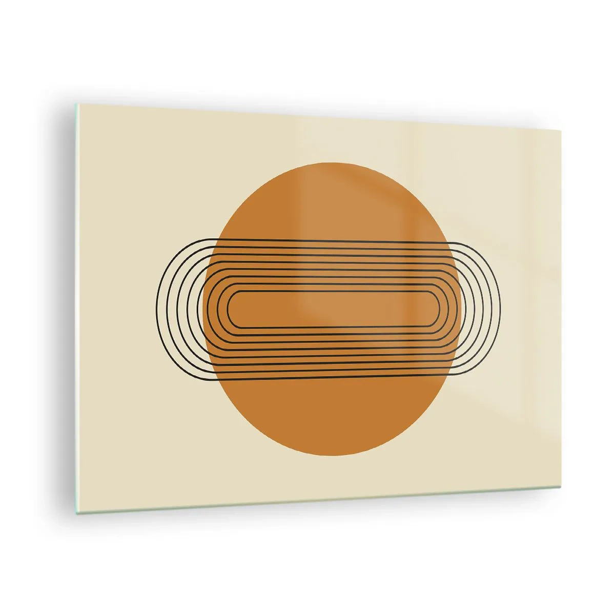 Üveg kép - Geometriai absztrakció körökkel és vonalakkal - 70x50cm - Tökéletes terv - Modern fali dekoráció nappalihoz és hálószobához ARTTOR