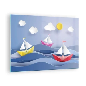 Üveg kép - Ó, milyen jó érzés a hullámokban ringatózni - 70x50cm - Ó, milyen jó hintázni a hullámokban - Modern fali dekoráció nappalihoz és hálószobához ARTTOR